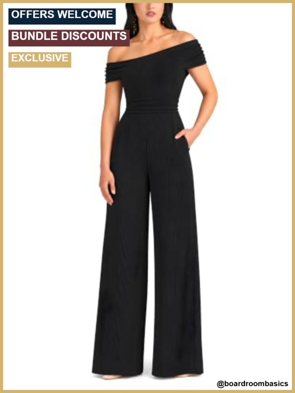 One Shoulder Jumpsuit with Pockets High Waist Wide Leg